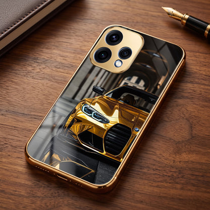 Oppo Reno 15 5G Golden BMW Gold Electroplated Glass Phone Back Case