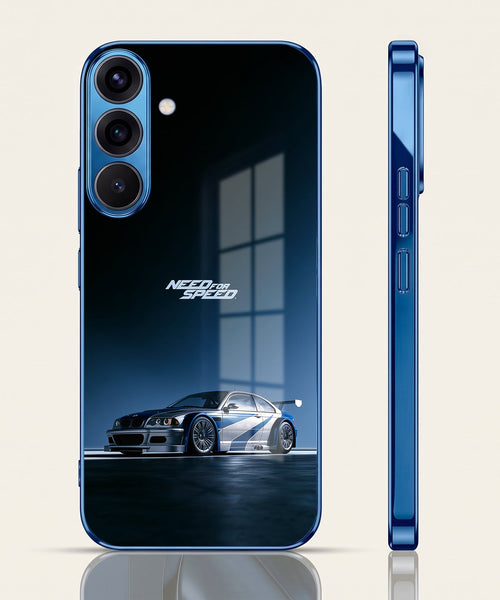 Samsung Galaxy A36 5G Need For Speed Blue Electroplated Glass Phone Back Case