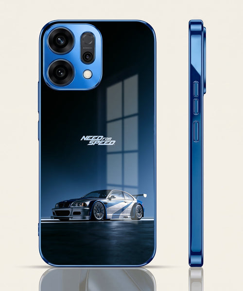 Oppo Reno 14 5G Need For Speed Blue Electroplated Glass Phone Back Case