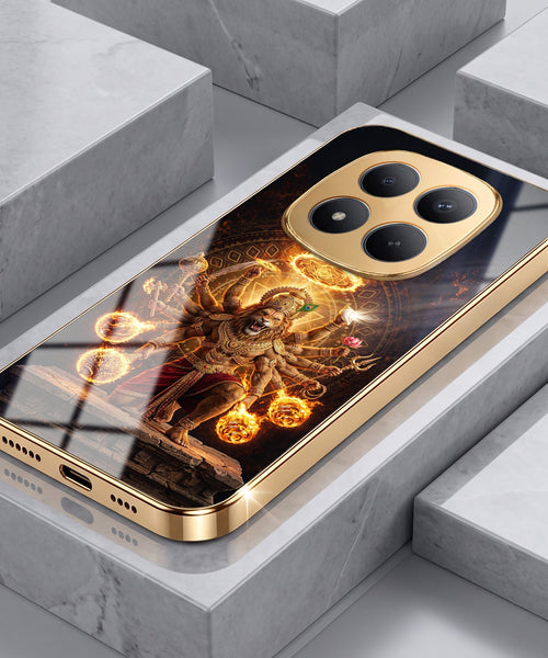Redmi Note 15 Pro Plus 5G Lord Narasimha Gold Electroplated Glass Phone Back Case