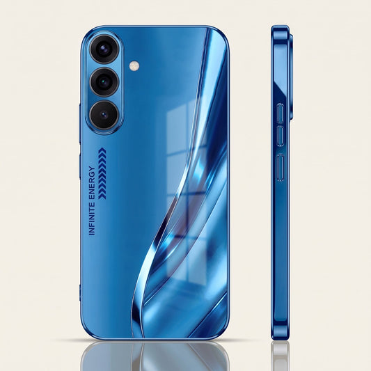 Samsung Galaxy A56 5G Luxury Infinity Energy Blue Electroplated Glass Phone Back Case