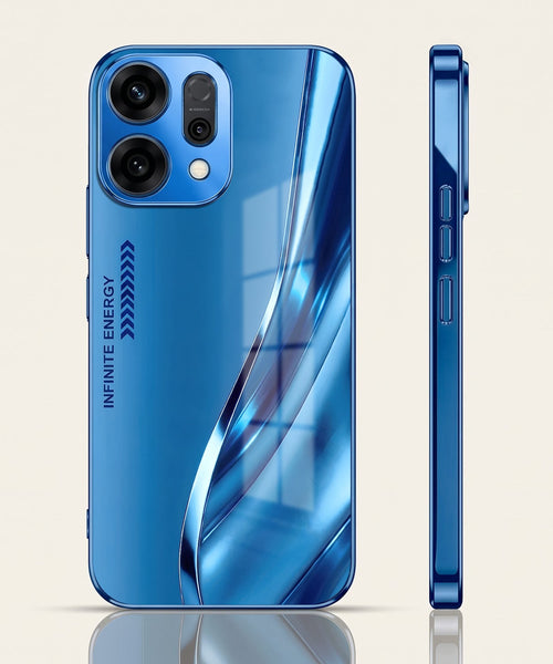 Oppo Reno 14 5G Luxury Infinity Energy Blue Electroplated Glass Phone Back Case