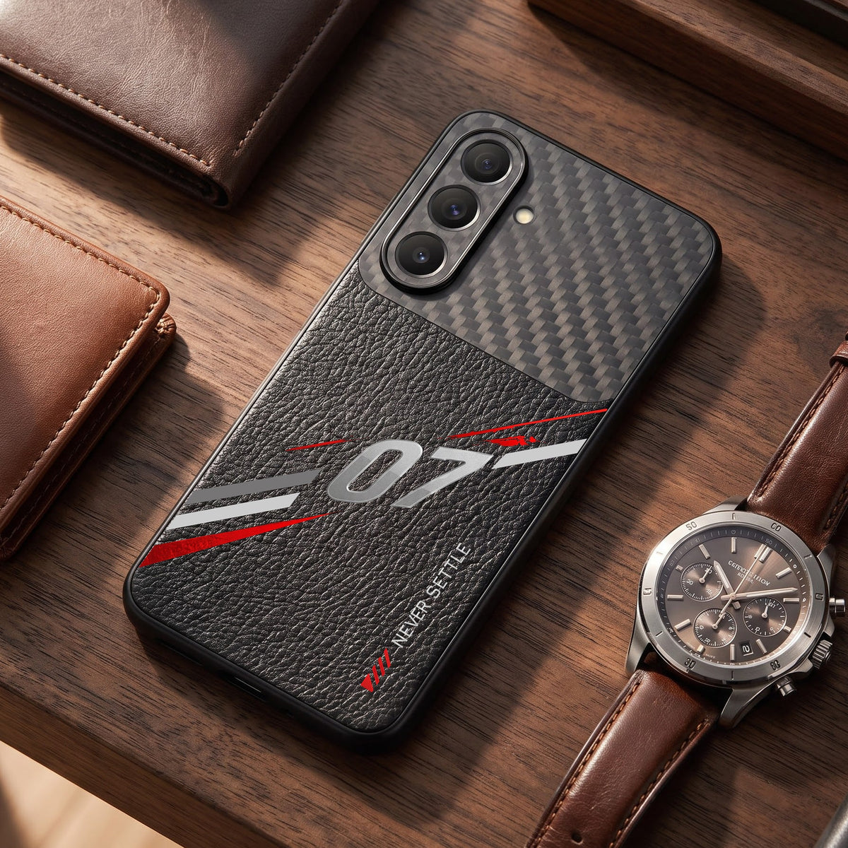 Samsung Galaxy A27 5G Racing Edition Carbon Fiber Leather Hybrid Back Case