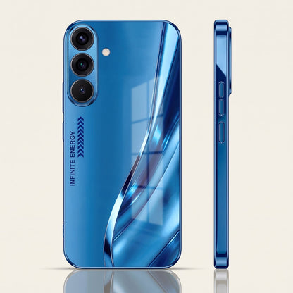 Samsung Galaxy A36 5G Luxury Infinity Energy Blue Electroplated Glass Phone Back Case