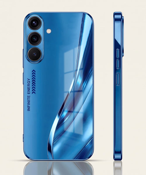 Samsung Galaxy A36 5G Luxury Infinity Energy Blue Electroplated Glass Phone Back Case