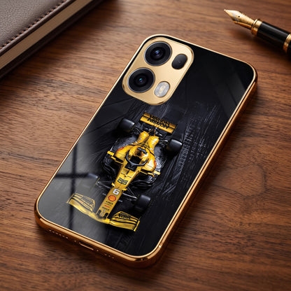 Oppo Reno 13 Pro 5G F1 Racing Car Gold Electroplated Glass Phone Back Case