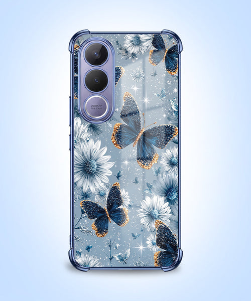 Vivo V70 FE 5G Blue Butterfly Floral Airbags Printed Back Case