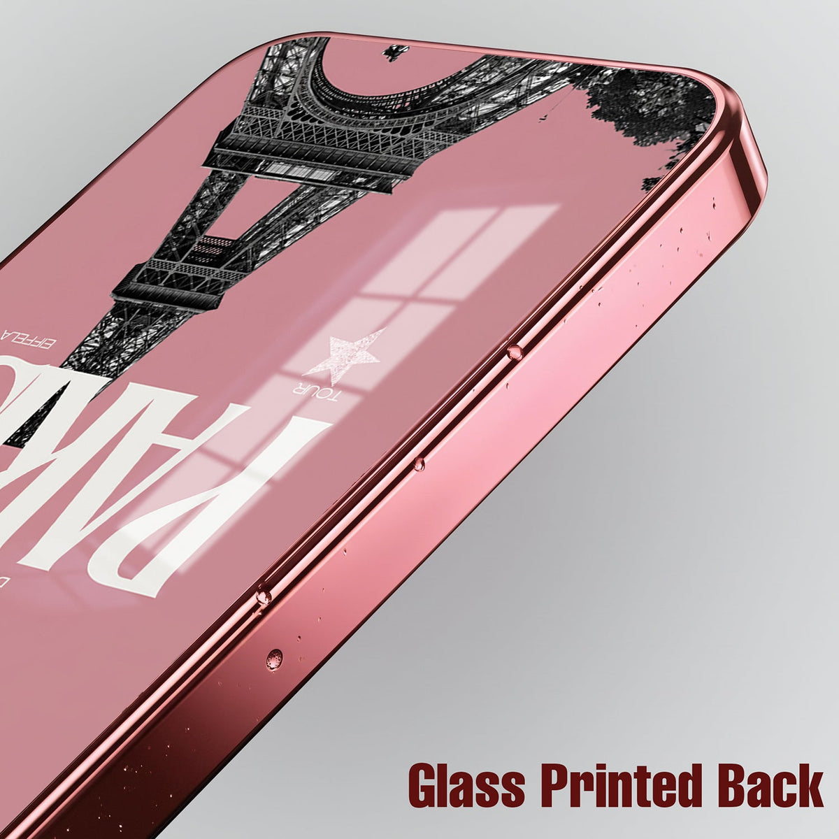 Vivo V70 FE 5G Luxury Paris Tower Pink Electroplated Glass Phone Back Case