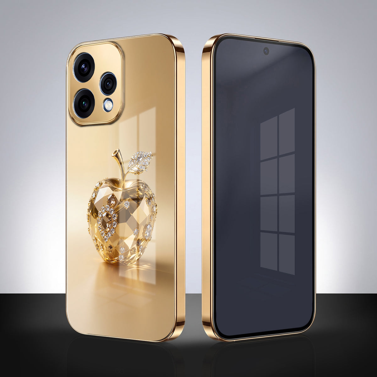 Oppo Reno 15 5G Golden Apple Gold Electroplated Glass Phone Back Case