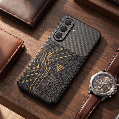 Samsung Galaxy A57 5G Geometric Luxury Carbon Fiber Leather Hybrid Back Case