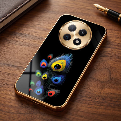 Oppo F29 Pro 5G Multi-Feather Peacock Gold Electroplated Glass Phone Back Case