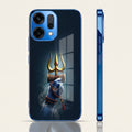 Oppo Reno 14 5G Divine Shiva Trisul Blue Electroplated Glass Phone Back Case