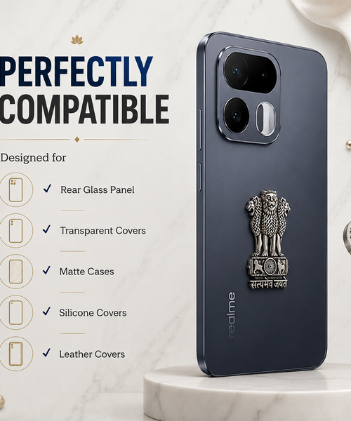Realme 16T 5G Compatible Satyamev Jayate 3D Metal Emblem Sticker