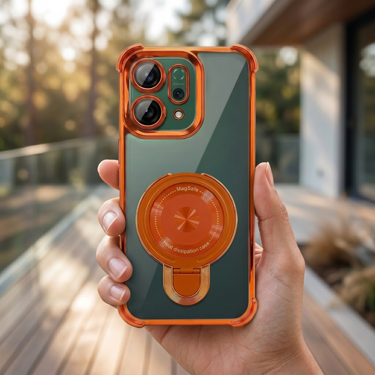 Oppo Reno 14 5G Invincible Bracket Ring Stand Airbag Cosmic Orange Case
