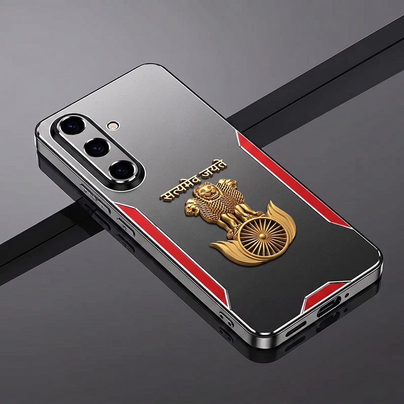 Samsung Galaxy A56 5G Satyamev Jayate 3D Metal Aluminium Back Case