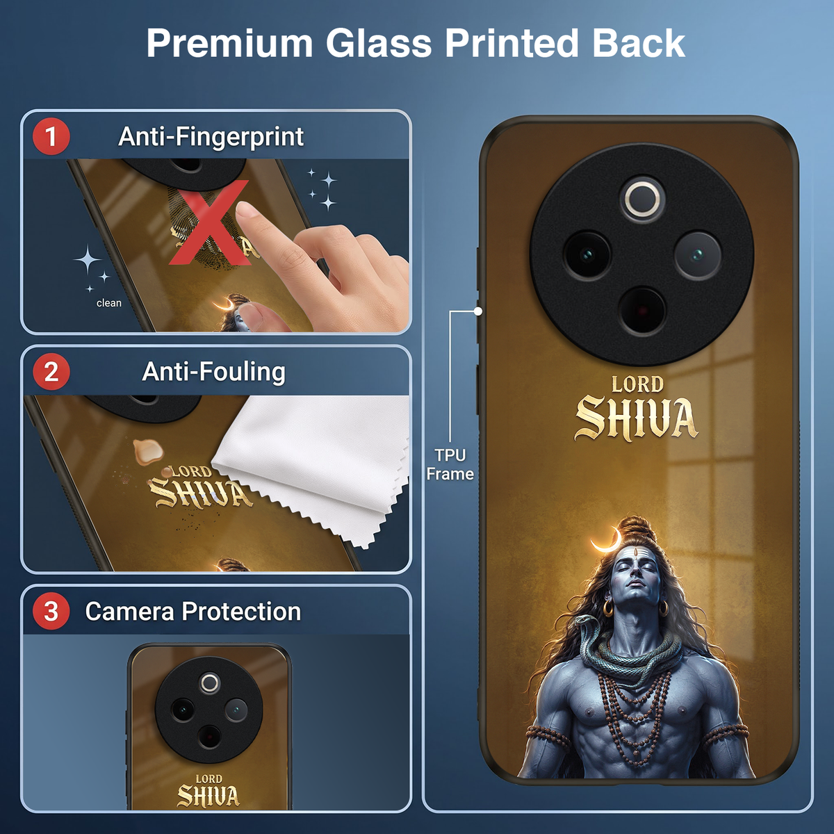 Vivo T4 5G Lord Shiva Acrylic Glass Back Case