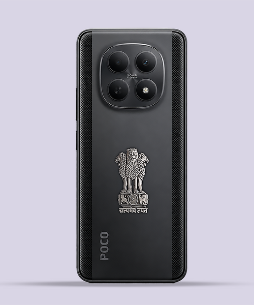 Poco M8 5G Compatible Satyamev Jayate 3D Metal Emblem Sticker