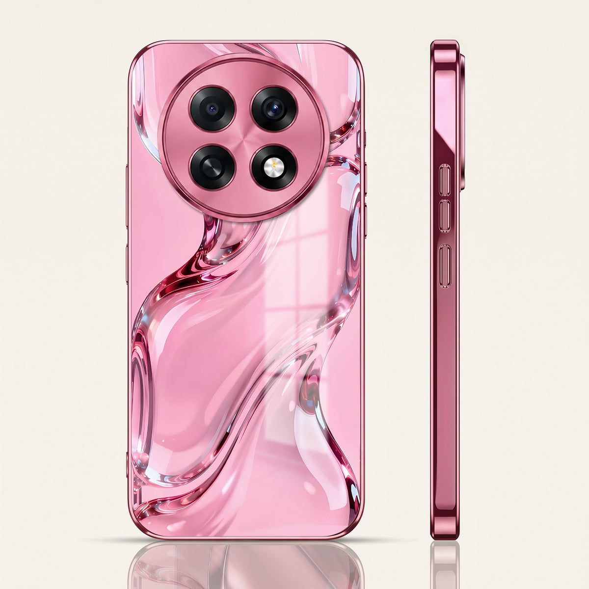 Oppo F31 Pro+ 5G Crystal Wave Energy Pink Electroplated Glass Phone Back Case