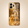Oppo Reno 15 Pro Mini 5G Golden Horse Sparkle Gold Electroplated Glass Phone Back Case