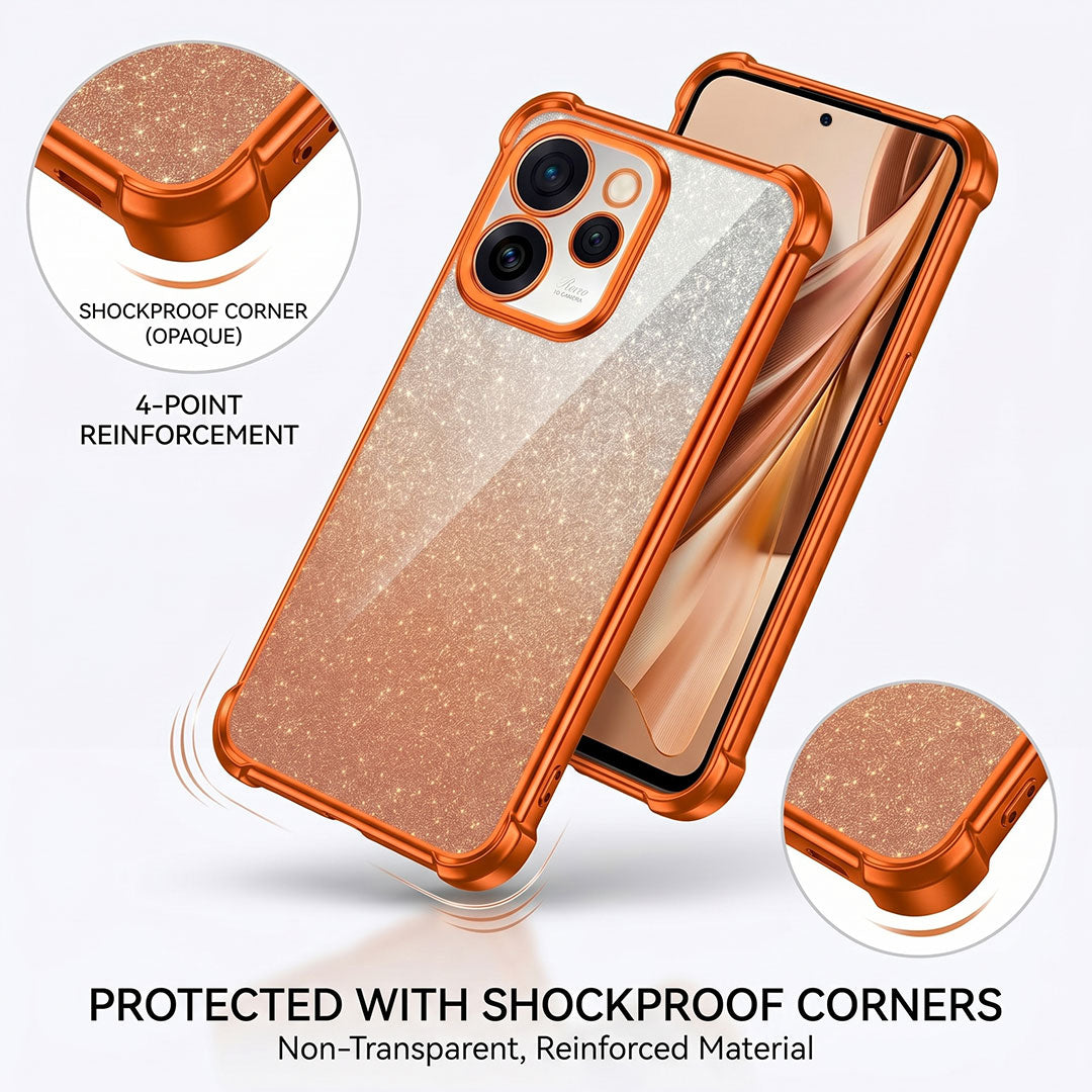 Oppo Reno 15 Pro Mini 5G Luxury Shockproof Shimmer Airbag Cosmic Orange Case
