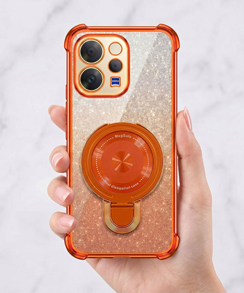 Vivo V70 5G Invincible Bracket Ring Stand Shimmer Airbag Cosmic Orange Case