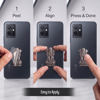 Vivo Y75 5G Compatible Satyamev Jayate 3D Metal Emblem Sticker
