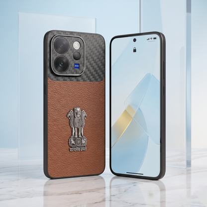 Vivo V70 5G Satyamev Jayate Carbon Fiber Leather Hybrid Phone Case