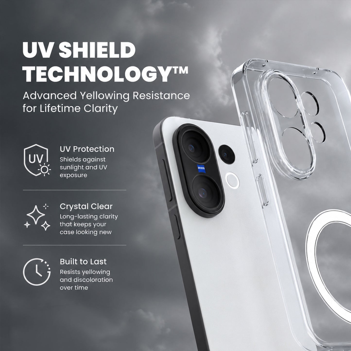 Vivo X200 FE 5G Clear Anti-Yellow MagSafe Protective Case