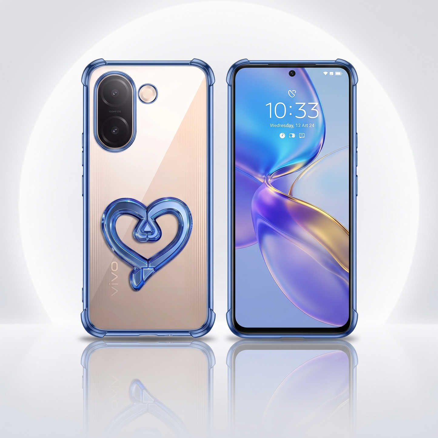 Vivo V60e 5G Premium Heart Transparent Shockproof Airbag Phone Case