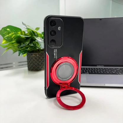 Samsung Galaxy A35 5G Original Luxury Aluminium Metal Magnifier Ring Stand Case