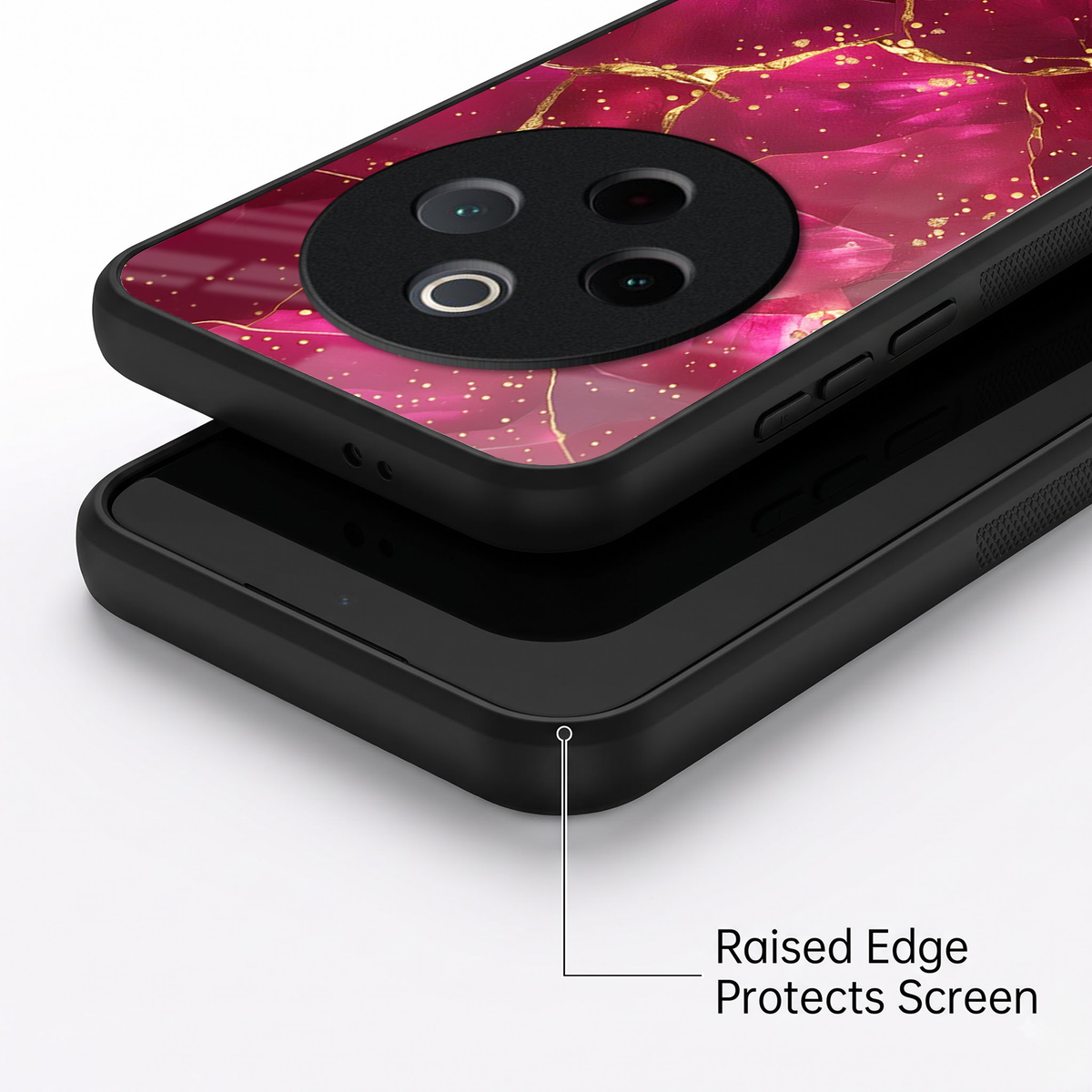 Vivo T4 5G Luxury Crimson Marble Acrylic Glass Back Case