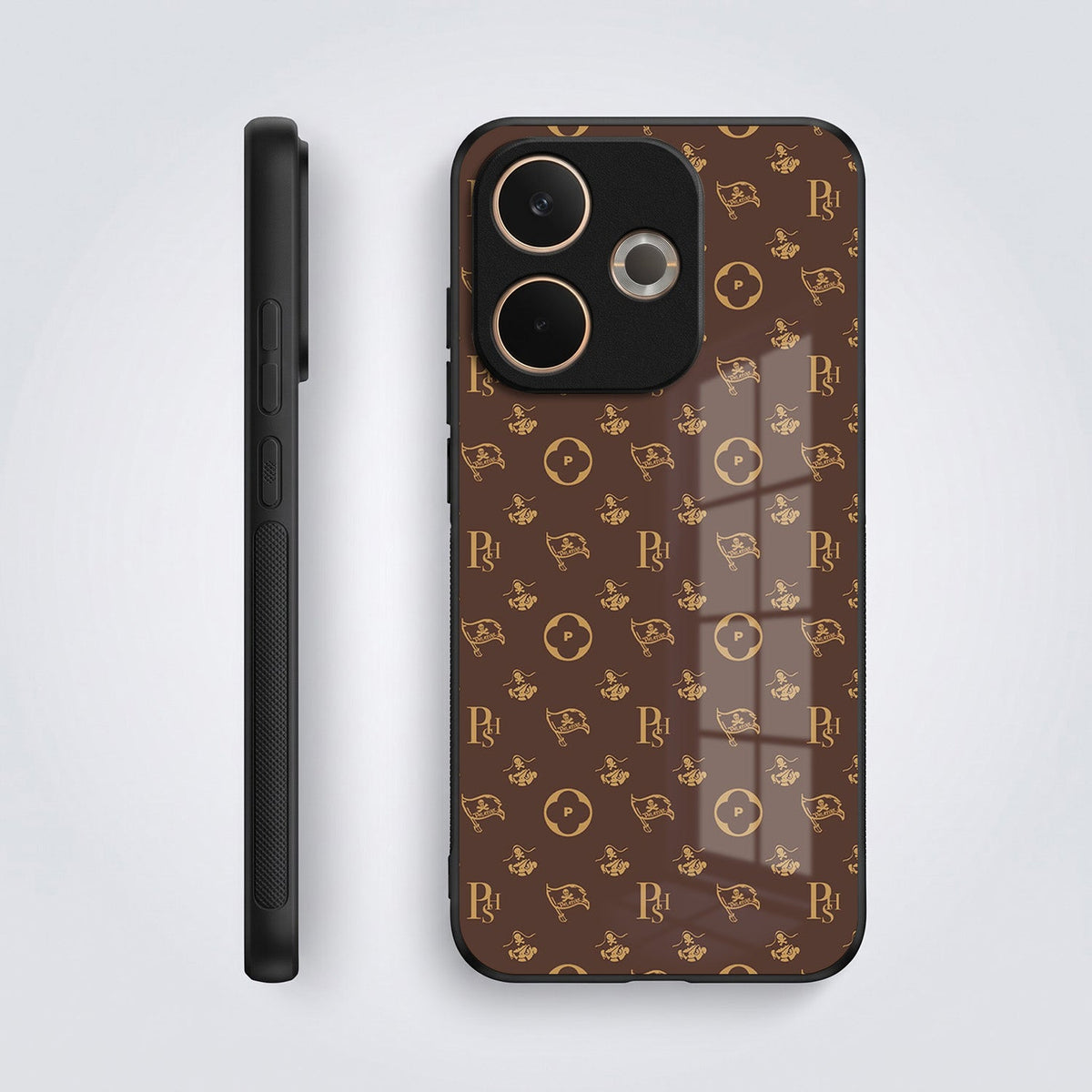 Oppo A5 Pro 5G Luxury Monogram Brown Acrylic Glass Back Case