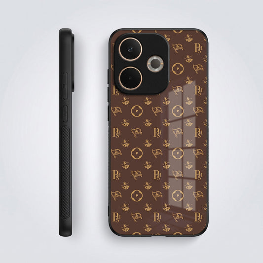 Oppo A5 Pro 5G Luxury Monogram Brown Acrylic Glass Back Case