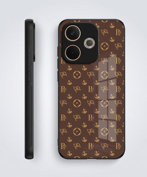 Oppo A5 Pro 5G Luxury Monogram Brown Acrylic Glass Back Case