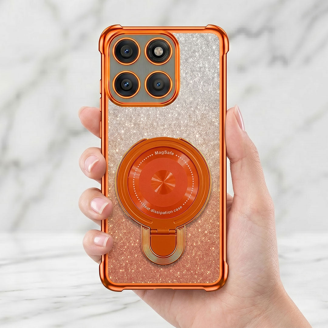Motorola Edge 60 Pro 5G Invincible Bracket Ring Stand Shimmer Airbag Cosmic Orange Case