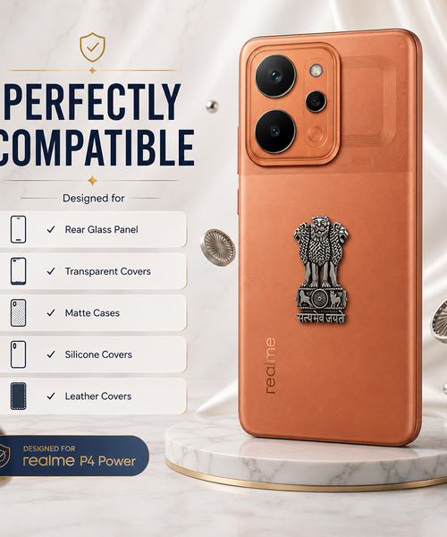 Realme P4 Power 5G Compatible Satyamev Jayate 3D Metal Emblem Sticker