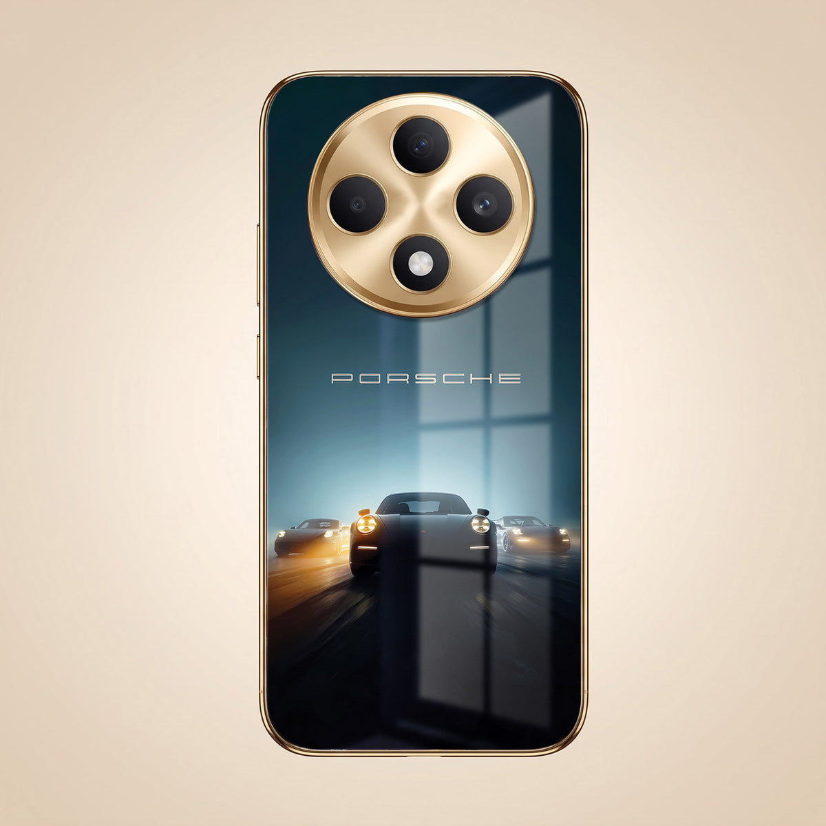 Oppo F27 5G Porsche Luxury Gold Electroplated Glass Phone Back Case