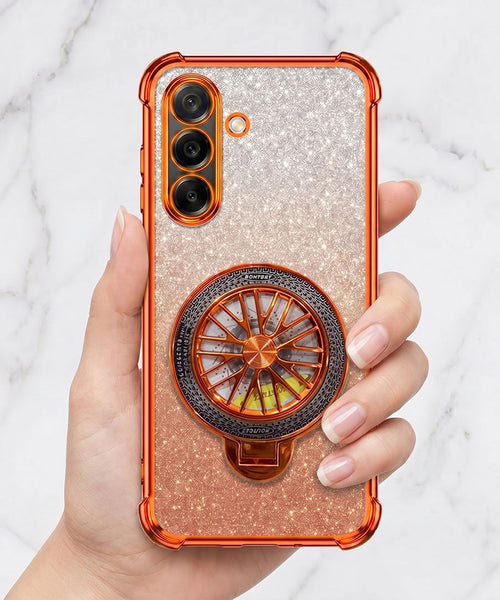 Samsung Galaxy A36 5G Stress Buster Wheel Rotating Shimmer Airbag Cosmic Orange Case