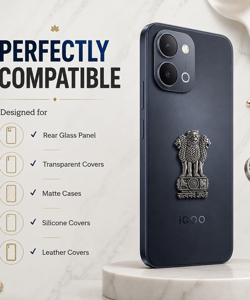 iQOO Z11x 5G Compatible Satyamev Jayate 3D Metal Emblem Sticker
