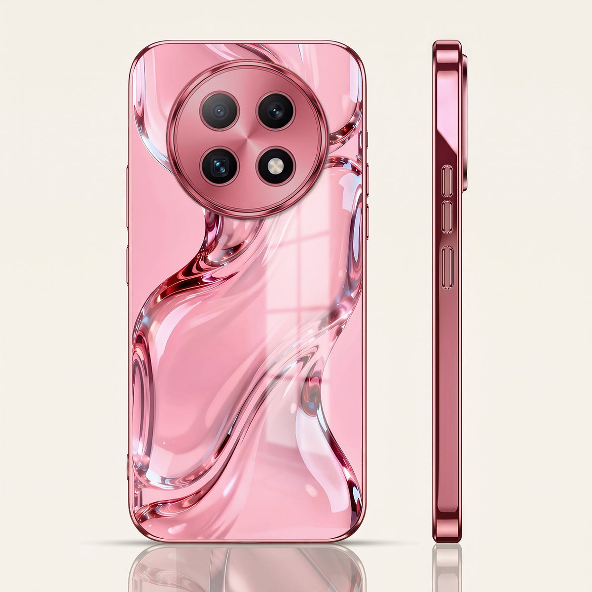 Oppo F29 Pro 5G Crystal Wave Energy Pink Electroplated Glass Phone Back Case