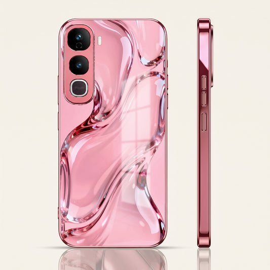 Vivo Y400 Pro 5G Crystal Wave Energy Pink Electroplated Glass Phone Back Case