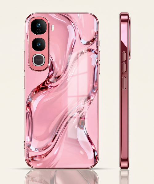 Vivo Y400 Pro 5G Crystal Wave Energy Pink Electroplated Glass Phone Back Case
