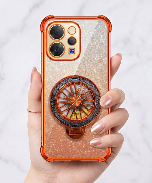Vivo V70 5G Stress Buster Wheel Rotating Shimmer Airbag Cosmic Orange Case