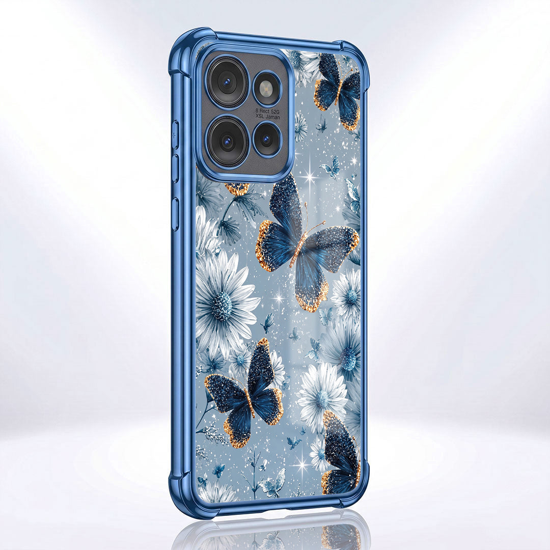 Motorola Edge 50 Neo 5G Blue Butterfly Floral Airbags Printed Back Case