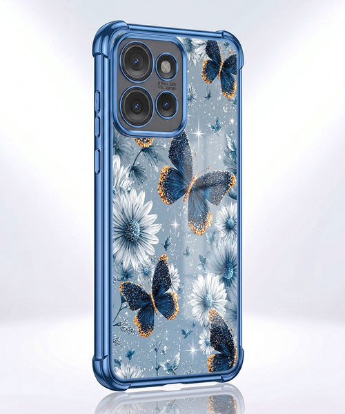 Motorola Edge 50 Neo 5G Blue Butterfly Floral Airbags Printed Back Case