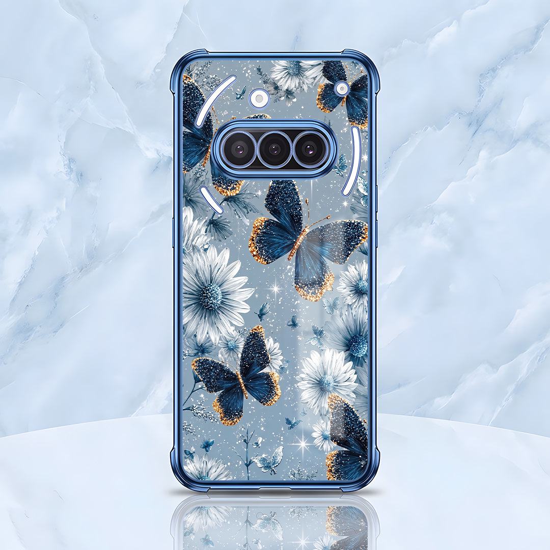 Nothing Phone 3a 5G Blue Butterfly Floral Airbags Printed Back Case
