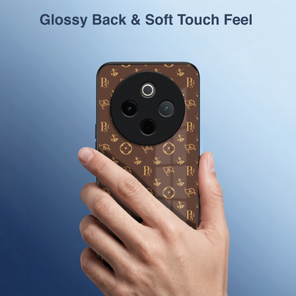 Vivo T4 5G Luxury Monogram Brown Acrylic Glass Back Case