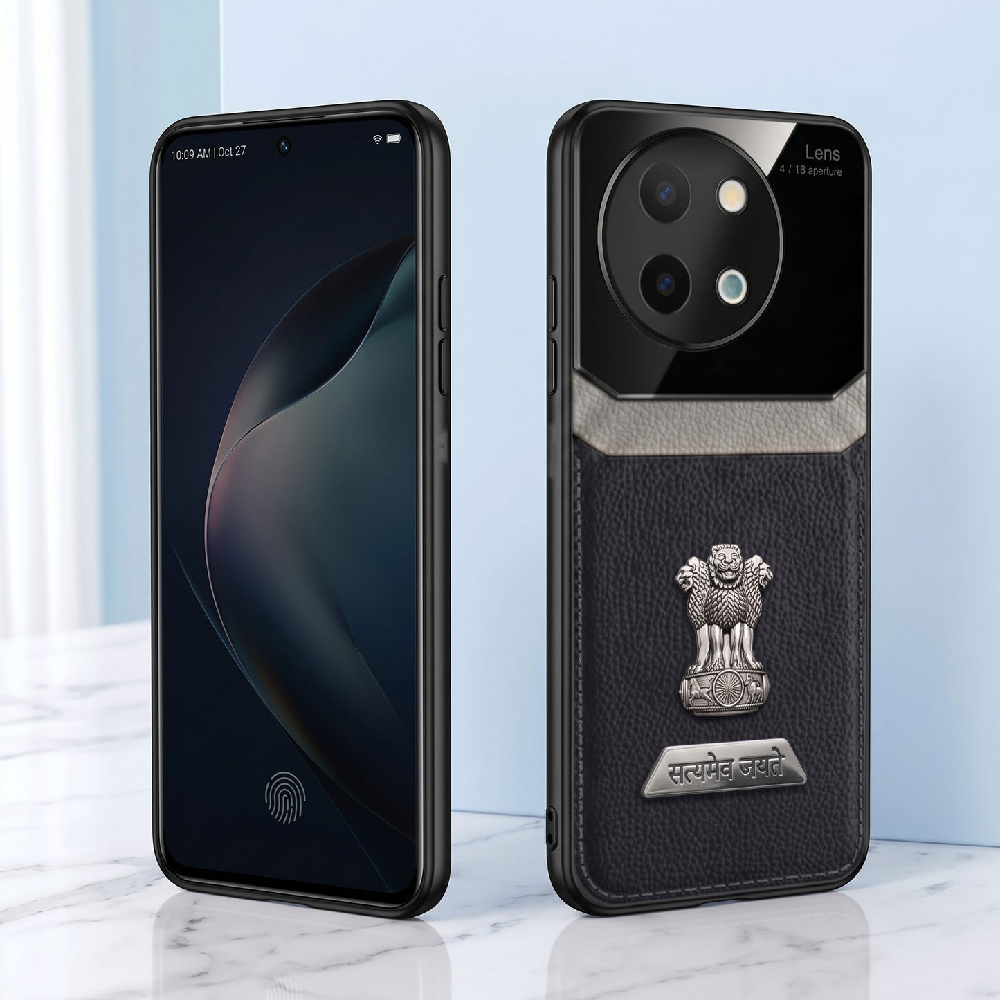 Vivo Y58 5G Satyamev Jayate 2-in-1 Emblem Leather Lens Protective Back Case
