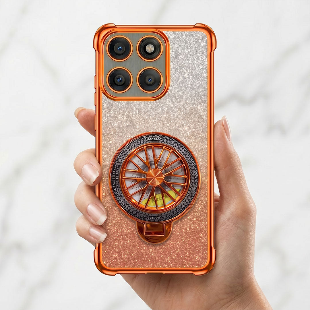 Motorola Edge 60 Pro 5G Stress Buster Wheel Rotating Shimmer Airbag Cosmic Orange Case