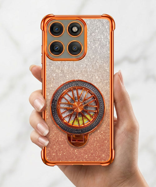 Motorola Edge 60 Pro 5G Stress Buster Wheel Rotating Shimmer Airbag Cosmic Orange Case